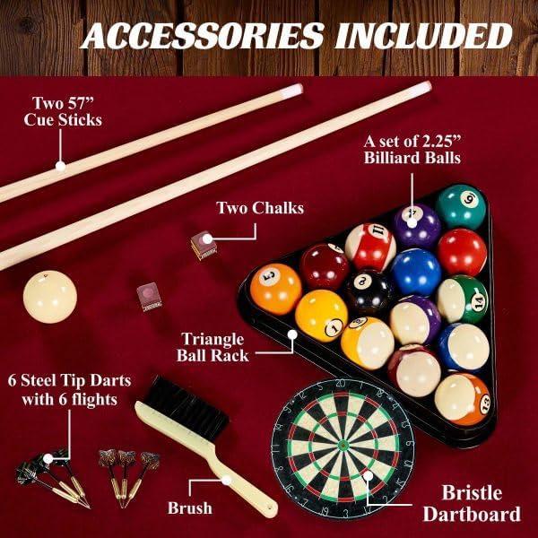 Barrington 90-Inch Claw Leg Pool Table Plus Dartboard Bundle