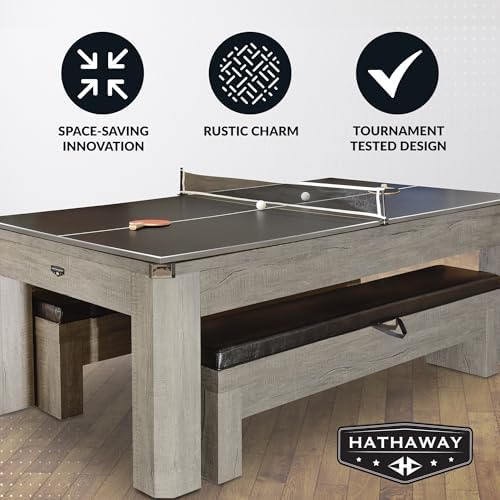 Hathaway Newport 7-Foot Convertible Table with Chrome Details